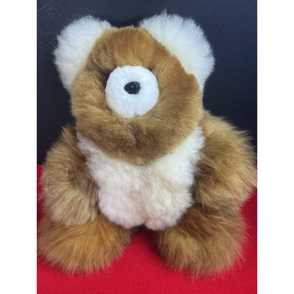 Soft Alpaca Teddy Bear Handmade In Peru from 100% Baby Alpaca Brown & Cream NEW - Picture 2 of 7